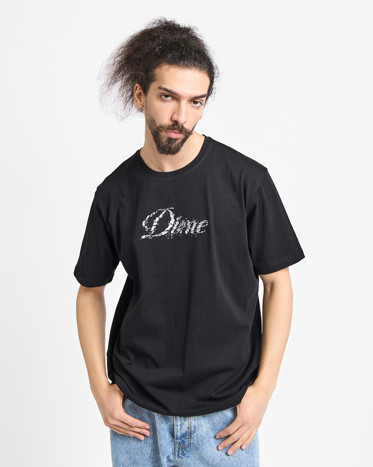 Dime Cursive Smashed T-Shirt | DIMESP2658BLK | AFEW STORE